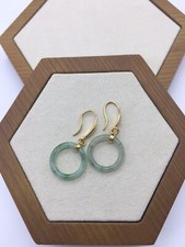 100 Natural Type A Jadeite Jade circle earrings C00396