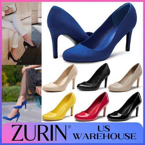 ZURIN Women Sexy High Heels Closed Round Toe Stiletto Heel Prom Dress Pump Shoes