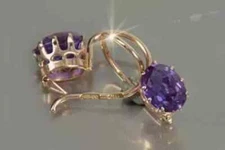 2Ct Oval Cut Lab Created Amethyst Hoop Women's Earrings 14K Yellow Gold Finish