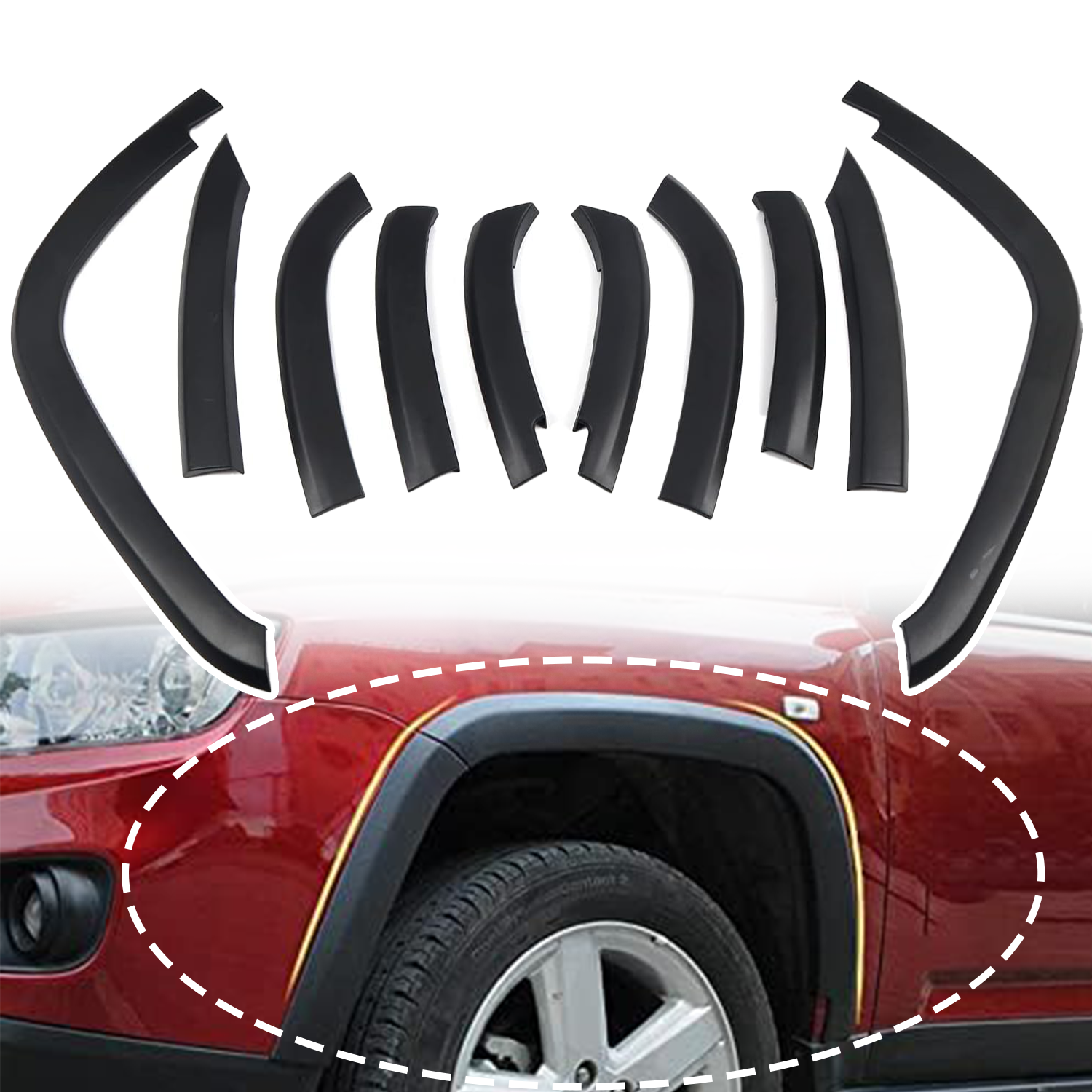 10Pcs Jeep Compass 2011-2018 Front Rear Wheel Fender Flares Cover Set