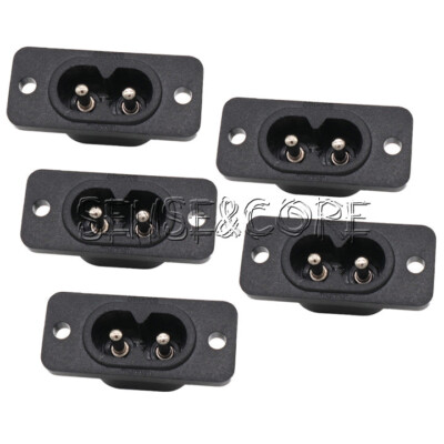 5pcs AC250V 2.5A Power Socket IEC320 C8 Inlet Power Plug Socket 2 Pins Connector