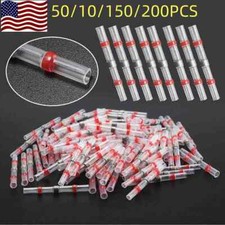 50/200PCS Solder Sleeve Heat Shrink Butt Wire Splice Connector 22-18GA Terminals