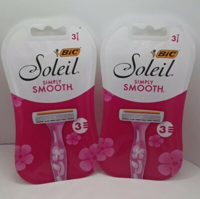 (Lot of 2) Bic Soleil Simply Smooth 3 Blade Disposable Razors 3 Ct Each ~New
