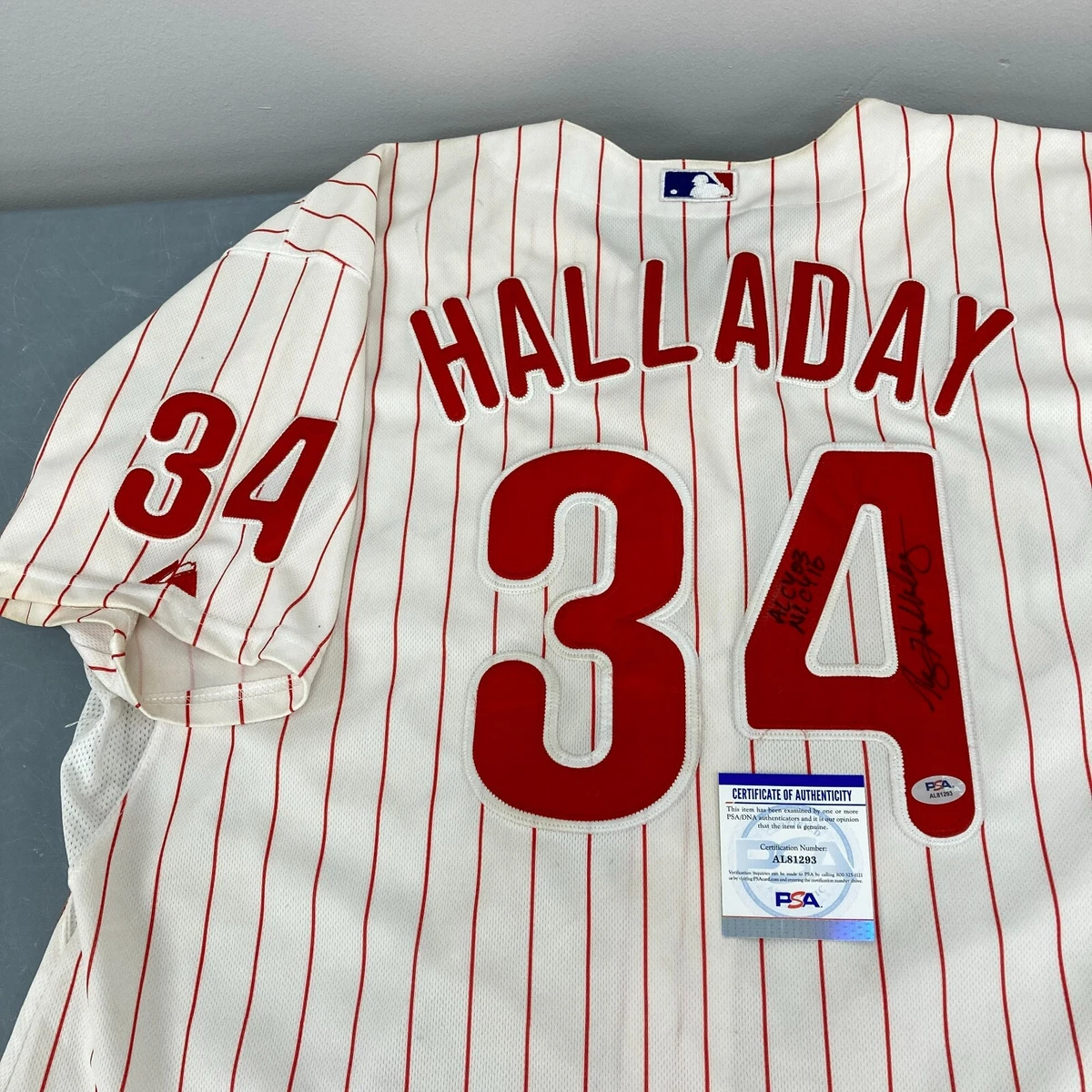 Roy Halladay Cy Young Award 2003 & 2010 Signed Philadelphia Phillies Jersey  PSA