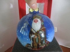 Large 4" Diameter HAND PAINTED SANTA CLAUS Christmas Ornament NEW IN BOX