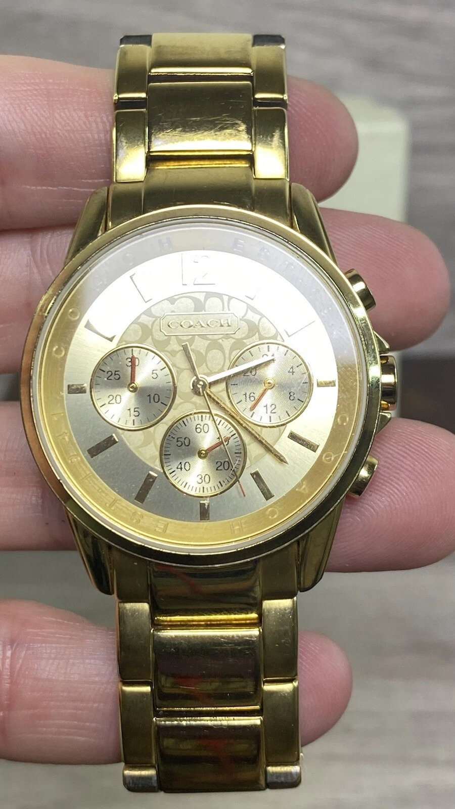 Orologio Coach Donna Fidanzato Bracciale Tono Oro Batteria Nuova