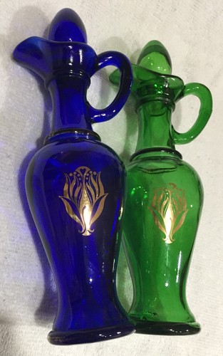 ✨REDUCED✨ Avon Cobalt Blue&Emerald Green Decanter/Cruet Bottles SkinSoSoft-Empty - Picture 4 of 12