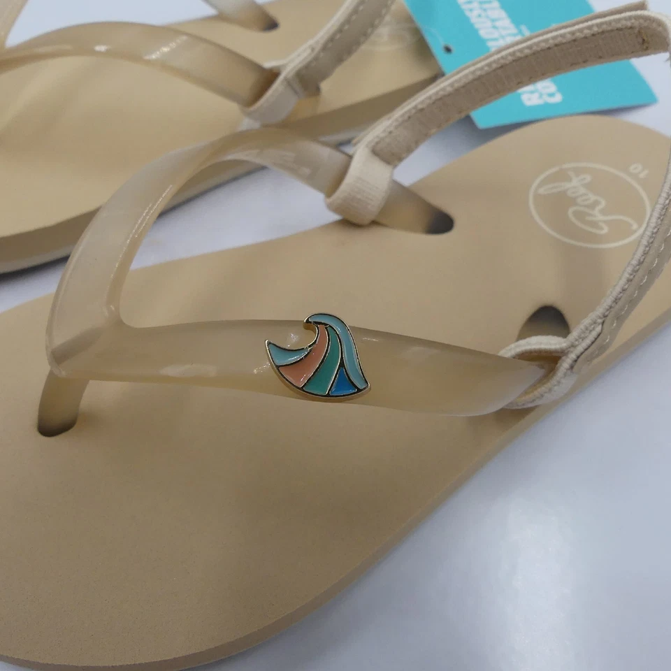 Reef Sandals Toddler Girls 10 Beige Flip Flops Slingback Little Charming Oasis - Image 3 of 4