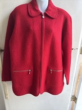 VINTAGE CACHE D'OR ORIGINALS PURE WOOL LADIES RED ZIP UP FRONT POCKETS BLAZER M