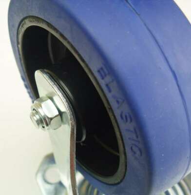 SETSBSB100R4F1R0N – 4er-Set Lenkrollen, Polyamid, Elastik Blau, 100 Mm , Traglast 480 Kg, Rollenlager Transportrolle Elastik Polyamid 4 Stück