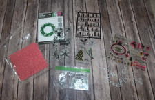 Varied lot of Christmas card making supplies stamps dies stencil