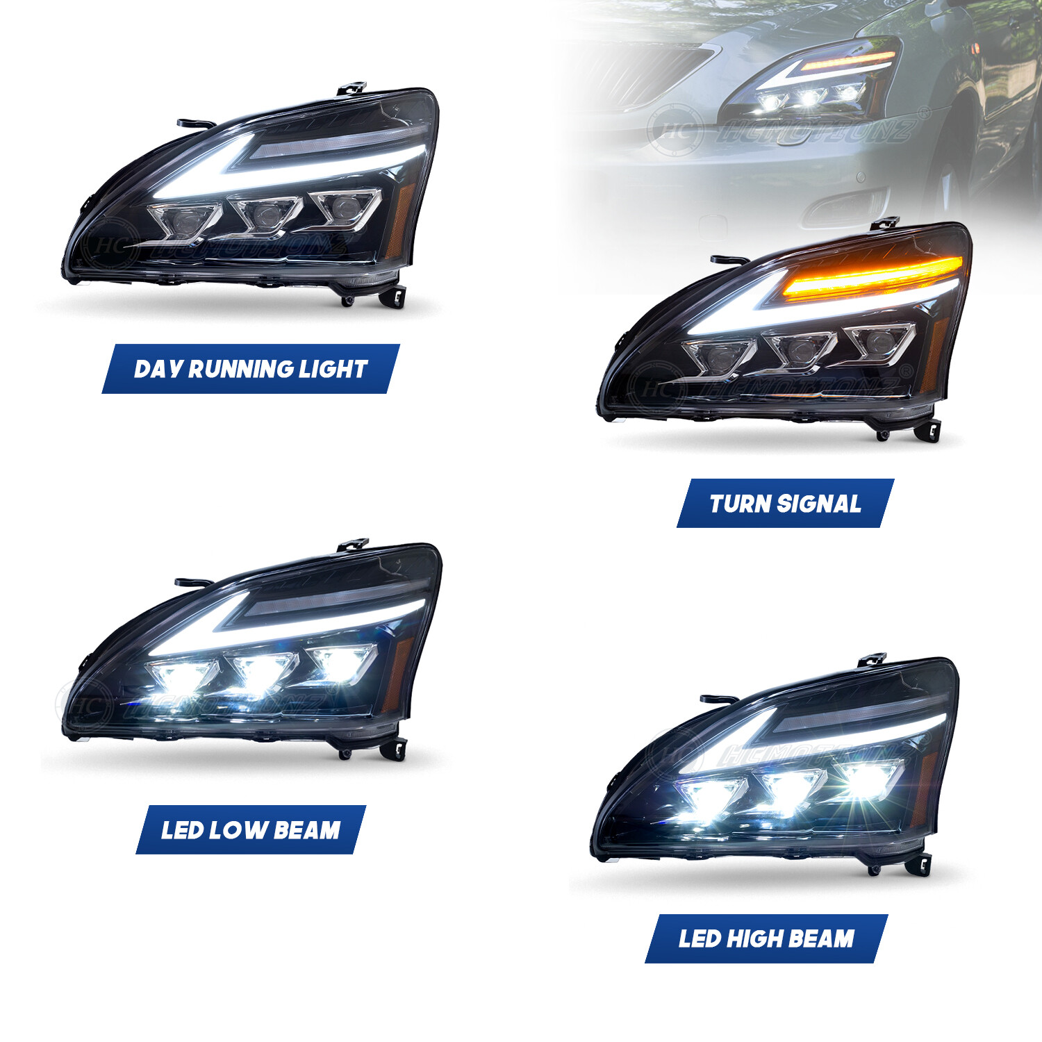 HCmotion LED Front Lamp For Lexus RX330 RX350 400H 2003-2009 Animation Headlight