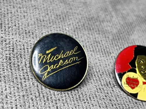 Michael Jackson Emaille Anstecknadel Hut Pin Lot Konvolut 1" schwarz rot 80er Vintage - Bild 2 von 5