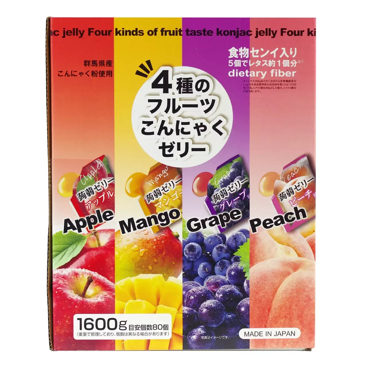 Made in Japan 4 types of fruit konjac jelly 80 pieces