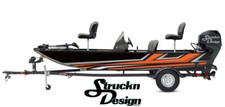 Orange Grey Tech Style Angled Design Wrap Fishing Bass Boat Vinyl Decal USA