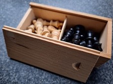 Henri Chavet Mini Boxwood Staunton Chess Set + Box (Used)