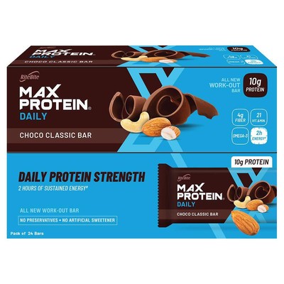 RiteBite Max Protein Daily Choco Classic Protein Bars with 10g Protein, 4g Fiber