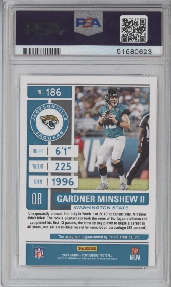PSA 10- GARDNER MINSHEW 2019 Panini Contenders AUTO CHAMPIONSHIP TICKET RC 49/49 - Image 2 of 2