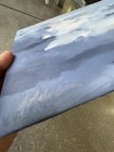 Paris Sunset Original Abstract Oil Painting Canvas Board Rich Textures Sky Blues — photo 7