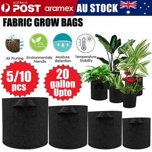 5/10 PACK Fabric Plant Grow Pots Breathable Planter Bags 2/3/5/7/10/20