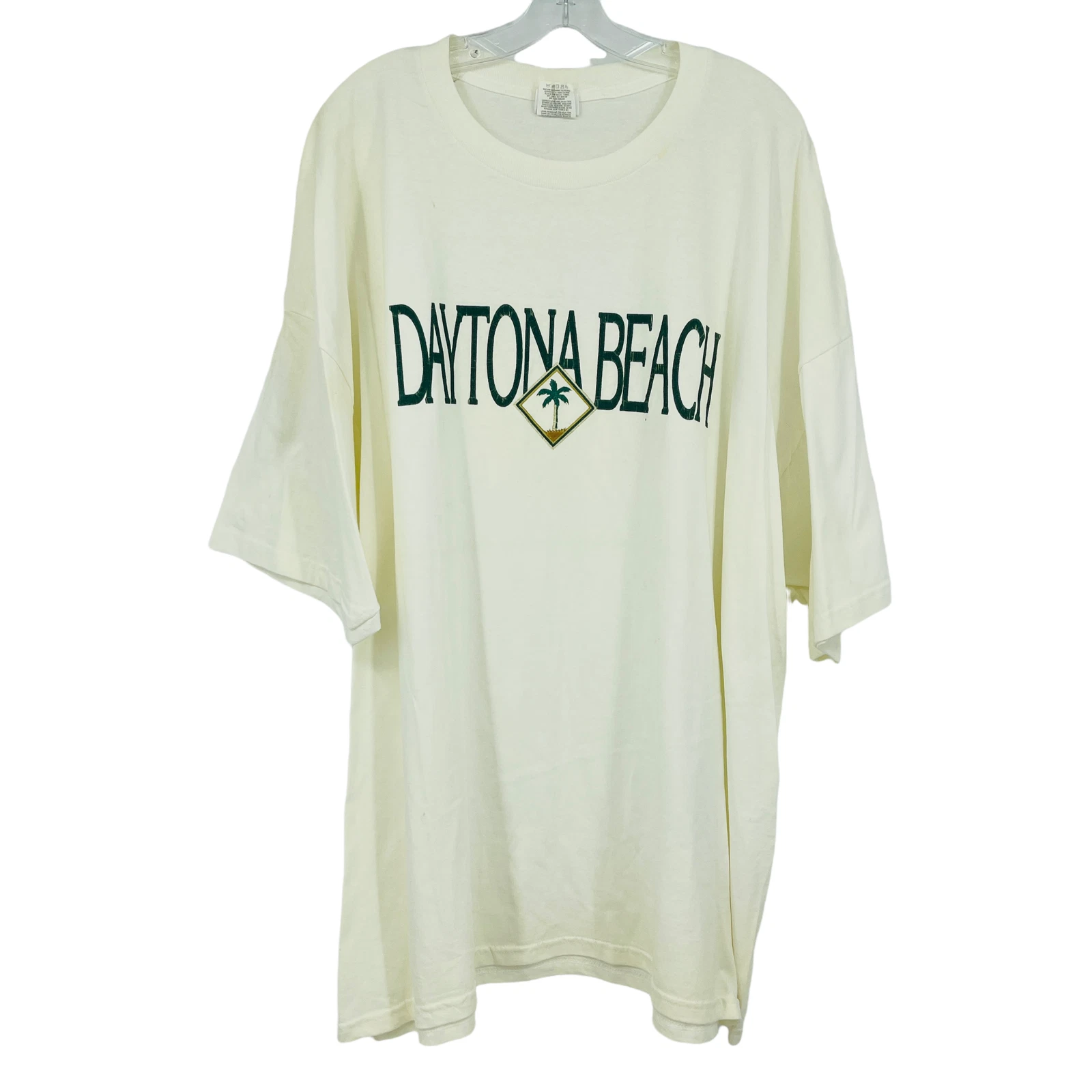Vintage Jerzees Daytona Beach Shirt White Florida Short Sleeve Cotton Mens 3XL