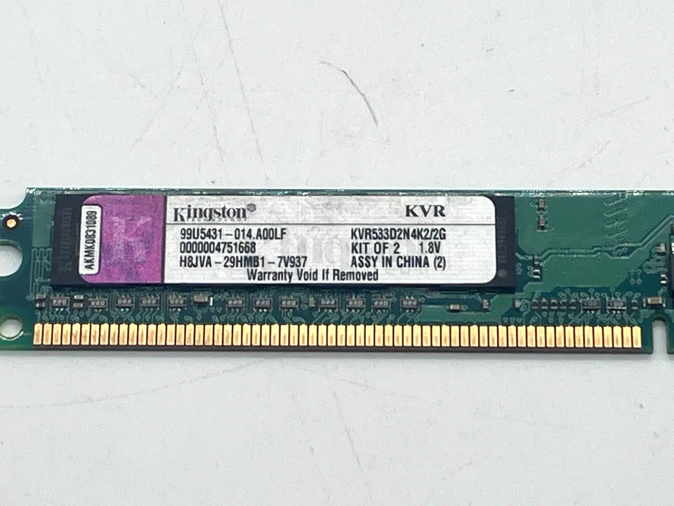 Kingston 2 GB RAM 240-Pin DDR2 PC2 - 4200 Low Profile KVR533D2N4K2/2G - Image 2 of 2