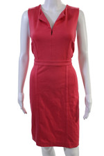 Tory Burch Womens Sheath Pencil Dress Red V-Neck Sleeveless Zip Size S