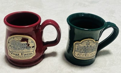 Lot 2 Deneen Pottery Mugs Vaught Farm PA , Cumberland Inn GA