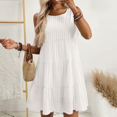 Damen Karomuster Mode Kleid Medium Stretch für Strand Urlaub Yoga Einsatz