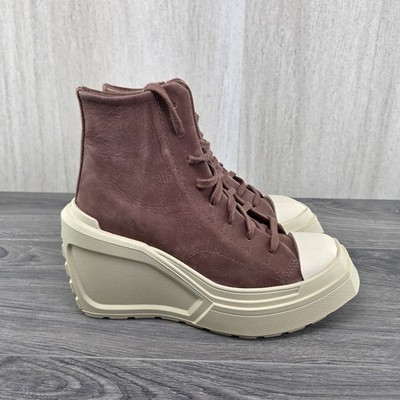 Converse Chuck 70 De Luxe Wedge Hi Size 7.5 Womens Brown Square Platform Shoes