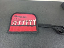 #bm409 Snap On 7 pc 12-Point SAE Stubby Midget Combination Wrench Set OXI707BK