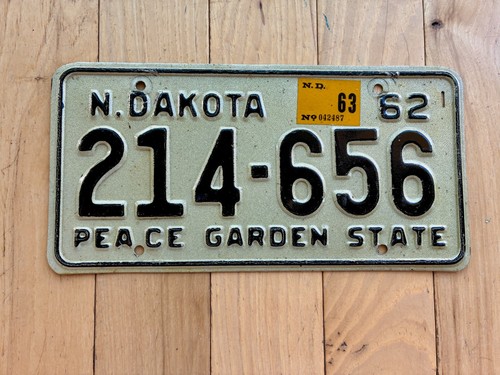 1962 1963 North Dakota License Plate