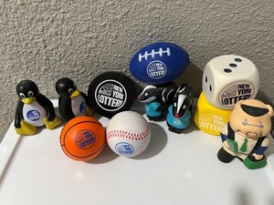 NY Lottery Promotional stress squeeze Toy ball Pig Puck Dice Skunk Penguin of 11