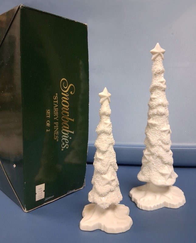 Vintage Dept. 56 Snowbabies: "Starry Pines" trees ~ Set of 2 ~ 6829-2