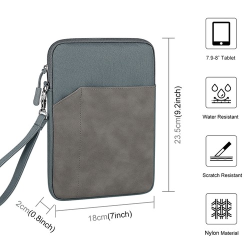 7.9-8.4 Inch Tablet Bag Padded Shockproof Tablet Sleeve Case Gray UK7 - Afbeelding 7 van 8