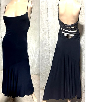Giorgio Armani CRYSTAL STRAPPY BACK Long Black Gown Maxi Dress US 6 8 10 / IT 44