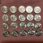 ORIGINAL ROLL 1959-D, FRANKLIN  HALVES, 20 Coins, $10 FV, BU