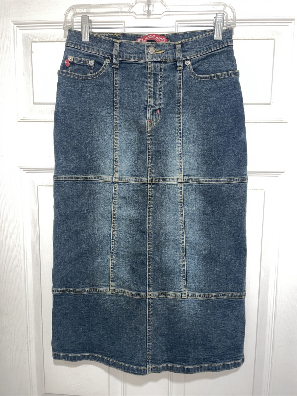 Jane's Army Denim Midi Skirt Dark Wash Size 28
