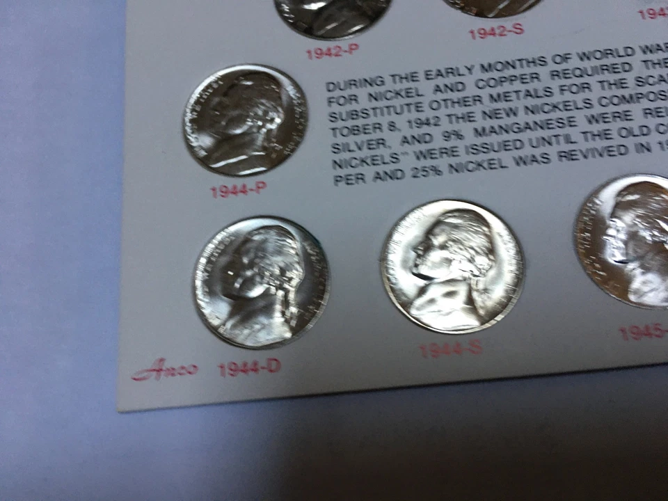 1942 to 1945 PDS Jefferson Silver War Nickel Set 11 Coins, SUPERB!! Gem BU+ - Image 4 of 4