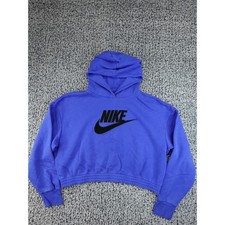 Nike Sportswear Essential Cropped Hoodie Womens Large Blue CJ2034-480 Fleece