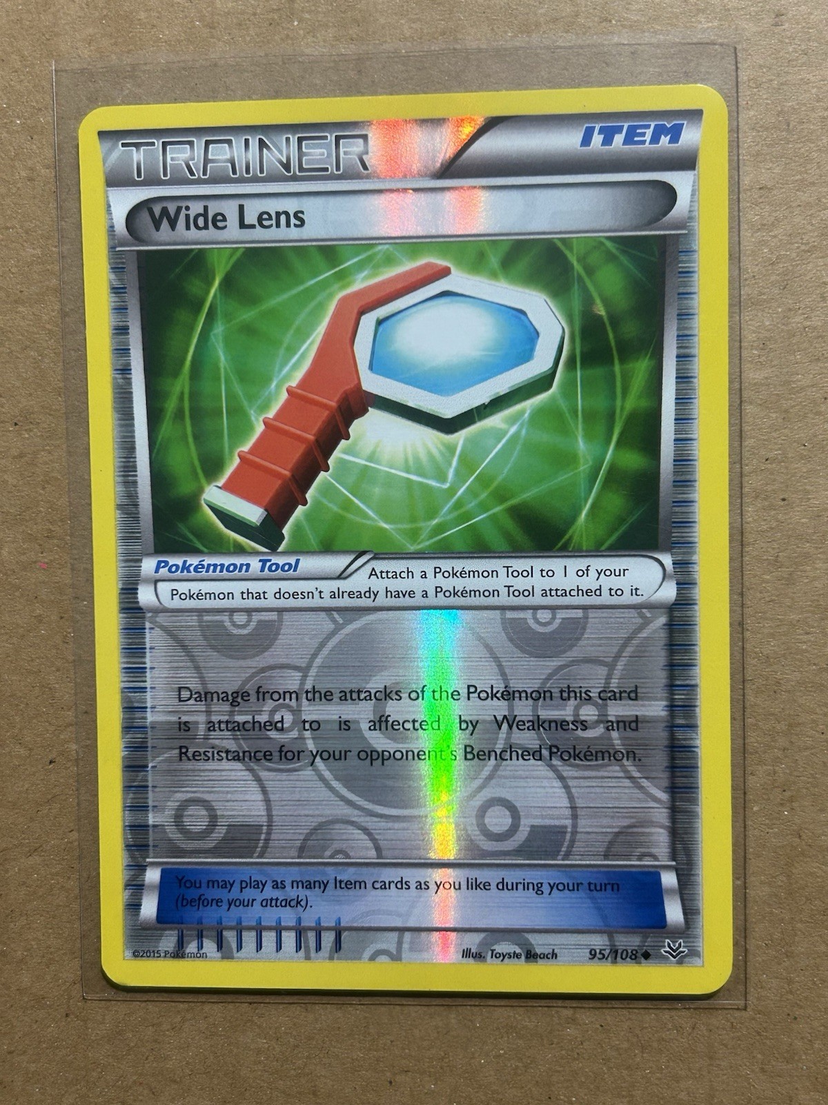Pokemon Card 2015 TRAINER /ITEM: Wide Lens 95/108 Reverse Holo Roaring Skies