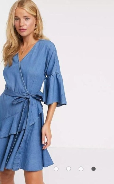 Women French Connection Dress Blue Denim 36 #7RLU