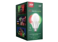 Auto Cycling LED Bulb A19 E26 (Medium) Green/Red/White 2 W Frosted