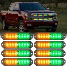 8pcs Amber Green Led Strobe Lights Super Bright Emergency Warning Lights