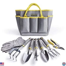 8PCS Heavy Duty Garden Tool Set with Gloves & Tote Bag - Perfect Gardening Gift
