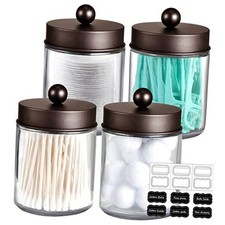 4 Pack Apothecary Jars Bathroom Vanity Storage Organizer Set -Countertop Bronze