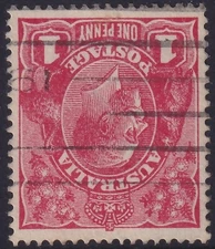 AUST KGV 1d RED SWMk. 'INVERTED WATERMARK'. WELL CENTERED. USED. (M204)
