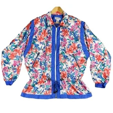 Vintage Lavon Cheerful Corp Womens Size S Windbreaker Jacket Floral Cinch Waist
