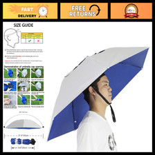 Folding Fishing Umbrella Hat - Adjustable Sun  Rain Cap, 37.4" Oversize, UV Pro