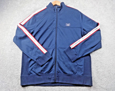 Abercrombie & Fitch Trainingsjacke Herren XL Navy Full Zip Logo Tape Retro Y2K Soft